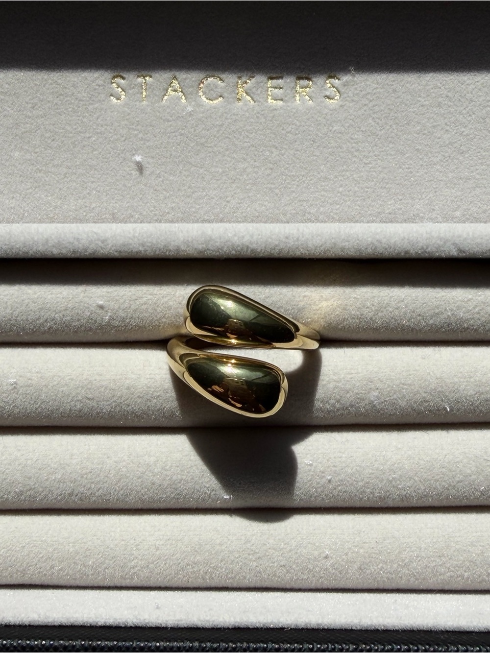 Chunky Gold-Tone Teardrop Bypass Ring